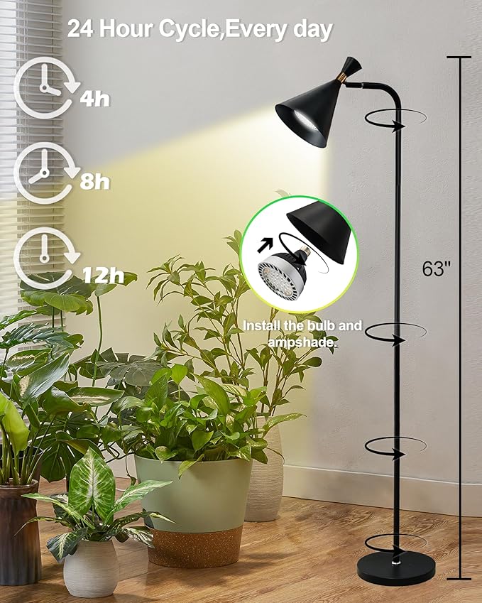 Standing Plant Grow Light, LED Growing Light Full Spectrum for Indoor Plants，4/8/12H Timer, Flow Grow Light for Tall Large Indoor Plants