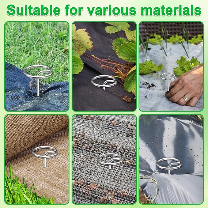 80 Pcs 6-Inch Heavy-Duty Galvanized Landscape Staples – Thickened 8 Gauge Circle Top Pins, Rust-Resistant for Weed Barrier, Landscape Fabric, and Garden Projects