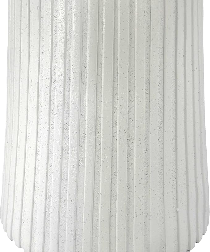 Galt International 18" Modern White Resin Terrazzo-Style Fluted Base Round Top Side Table Stool Mid-Century Modern End Table Home Decor Indoor Design