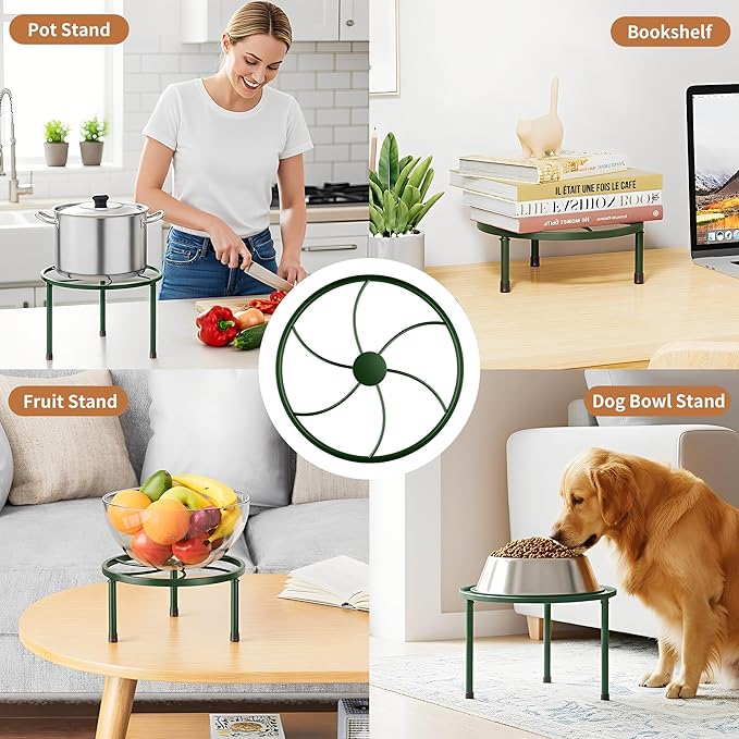 5-Pack Metal Plant Stand Indoor Outdoor,Plant Stands for Patio,Rustproof Iron Garden Container Round Supports Rack for Planter,Heavy Duty Flower Pots Holder for Home(DarkGreenKite