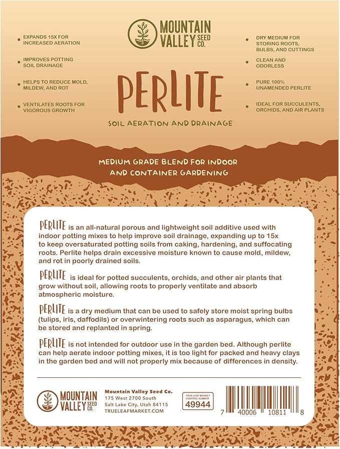 Bulk Horticultural Grade Perlite - Ten 8 Quart Bag ~2 Lbs Each - (~1/8 Inch Particles) - Soil Amendment Additive - for Growth, Aeration & Drainage for Potting Mix