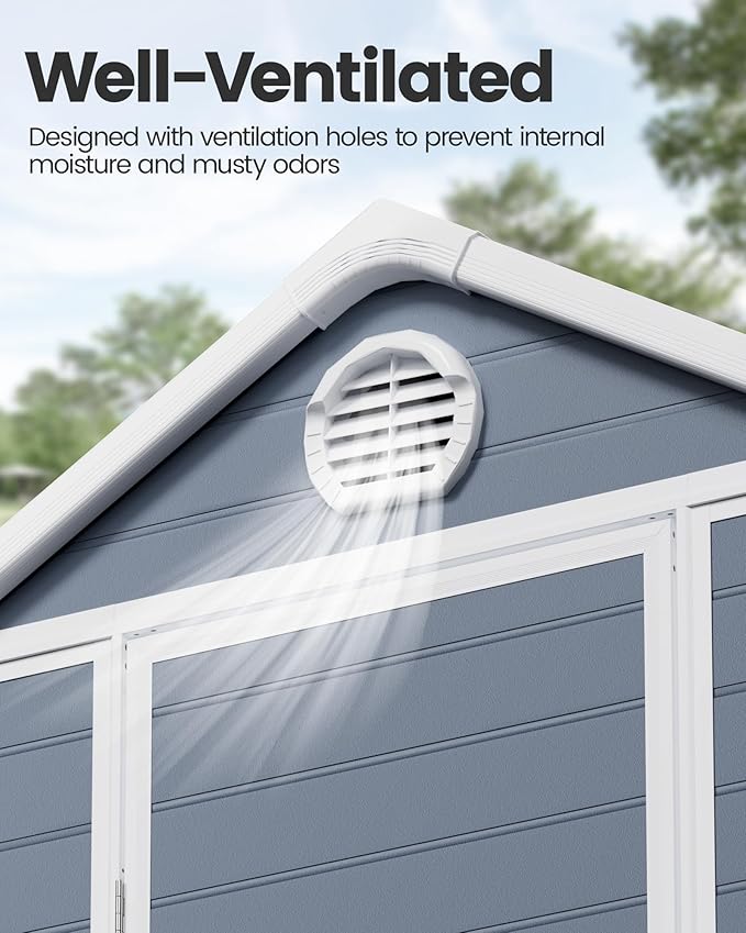 6x4.5 Large Outdoor Storage Shed with Floor, Spacious Tool Shed for Lawn Mower, Bike, and Patio Furniture, Includes Lockable Door and Ventilation, Dark Gray