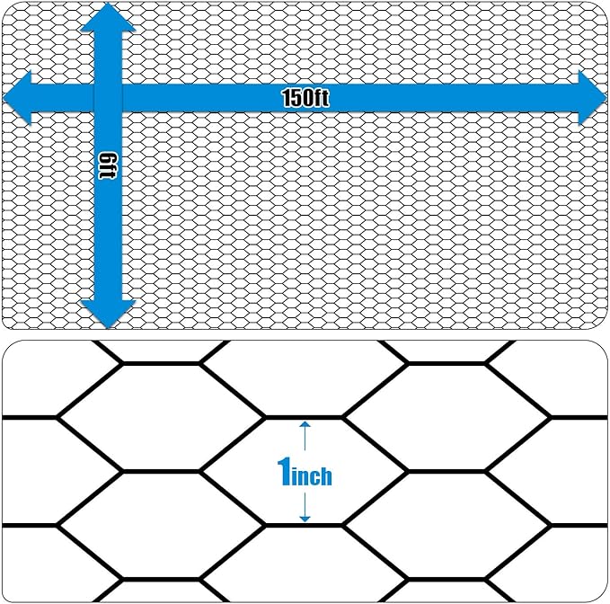 Fencer Wire 20 Gauge Black Vinyl Coated Poultry Hex Netting with 1 inch Mesh (6 ft. x 150 ft.)