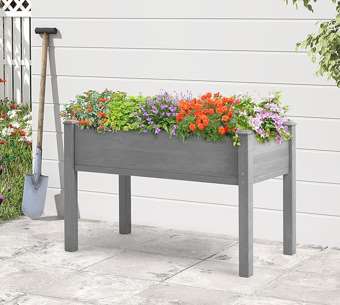 48x24x30 Raised Garden Bed with Legs, Elevated Wooden Planter Box for Outdoor Plants Outdoor