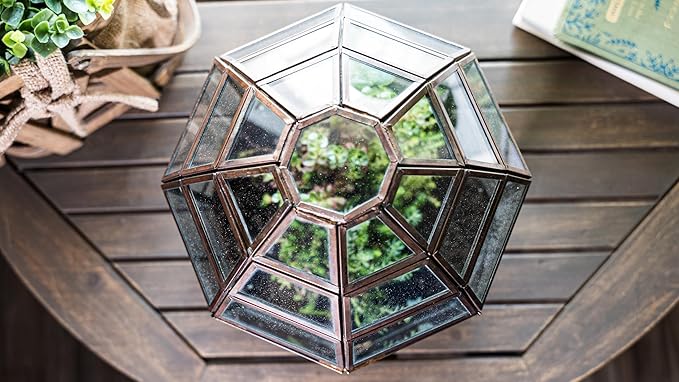 Urban Born Handmade Birdcage Style Glass Terrarium in Bronze — 10" x 9" x 9"