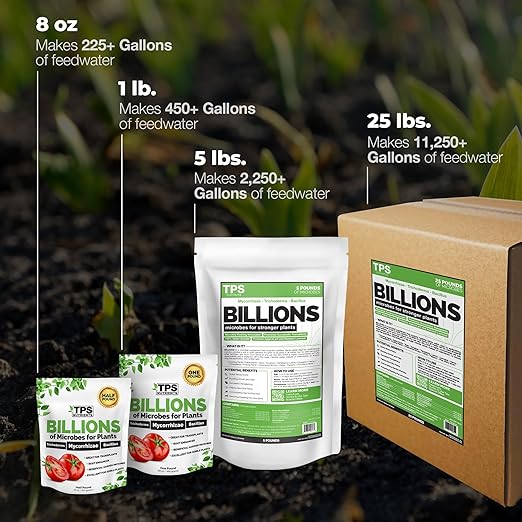 TPS NUTRIENTS Billions Concentrated Microbial Root Enhancer, 100% Water-Soluble with Mycorrhizae, Bacteria and Trichoderma, 25 Pound