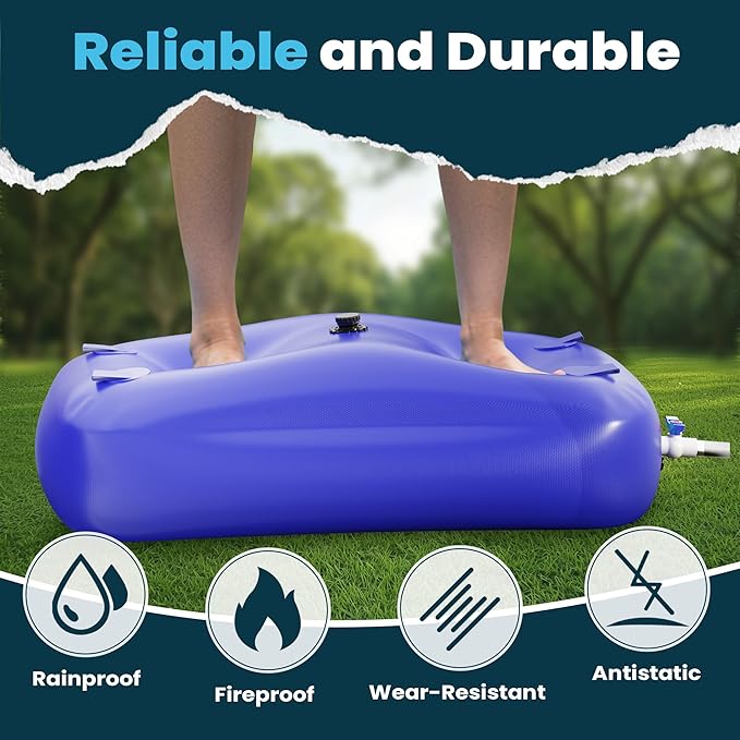 Large Capacity Water Storage Bladder Containers, Bladder Tank for Drought Resistance, Fire Prevention, Emergency Water, Agricultural Irrigation Outdoor (110L/29Gal, Blue)