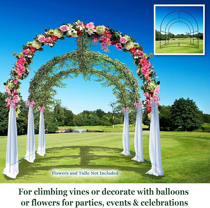 Multi-Size Large Garden Support Arch Frame Climbing Plant Arch Arbor for Flowers/Fruits/Vegetables (8.2ft x 7ft x 7.2ft)
