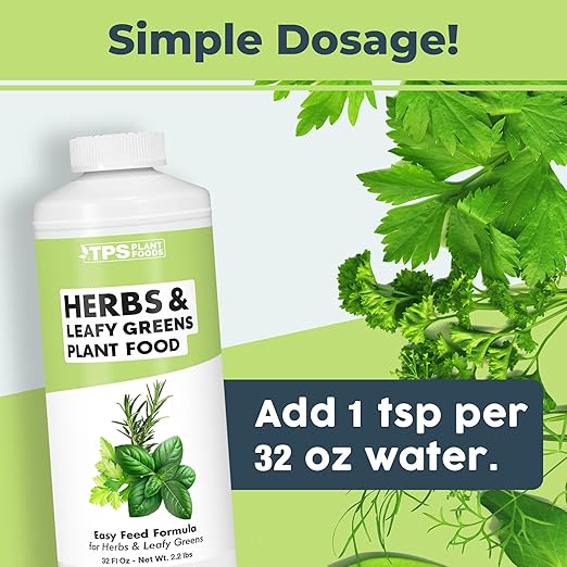 Herb Plant Food for All Edible Herbs, Leafy Greens and Veggies, Liquid Houseplant Fertilizer, 32 oz (1 Quart)