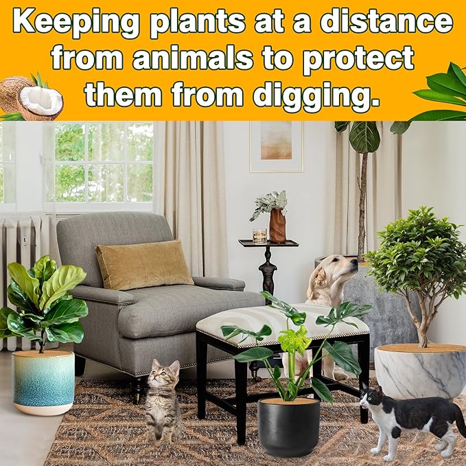 ZeeDix 6 Pack Coconut Fiber Mulch Ring, 24 Inch Coco Coir Tree Ring Mulch Mat, 100% Natural Tree Protector Mat Plant Cover Ring Coconut Coir Discs Tree Mats Mulch Rings for Indoor Outdoor Trees Plants