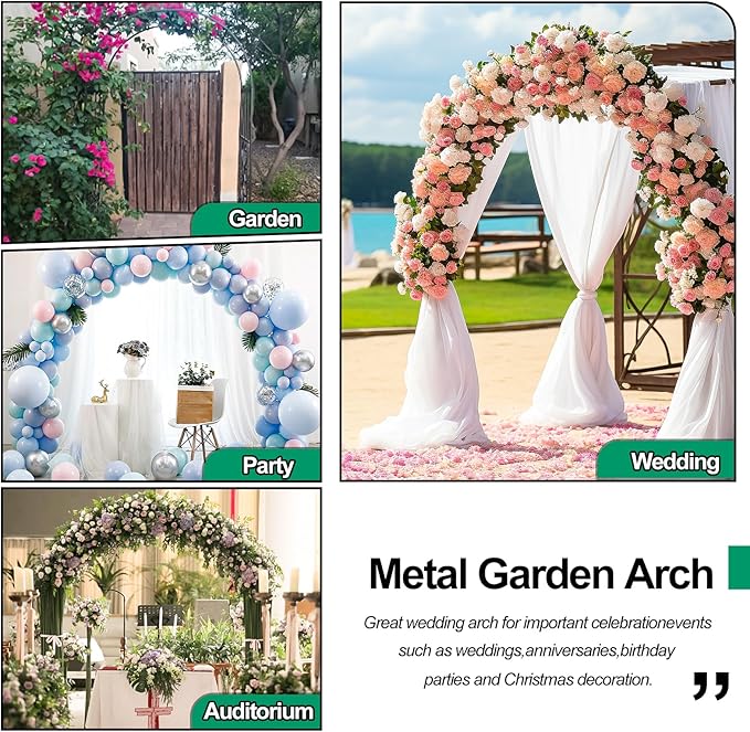 Metal Garden Arch 7.8ft High X 4.5ft Wide Garden Arbor for Various Climbing Plant Outdoor Garden Lawn Backyard Wedding Arch Party Decoration Archway