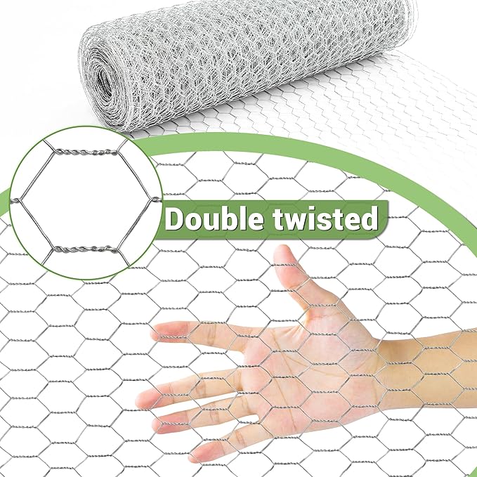 Chicken Wire Fencing Mesh, Galvanized Hexagonal Floral Chicken Wire, Outdoor Anti-Rust Chicken Wire Poultry Netting for Garden Fence (1.5 ft x 100 ft, Hot-Dipped)