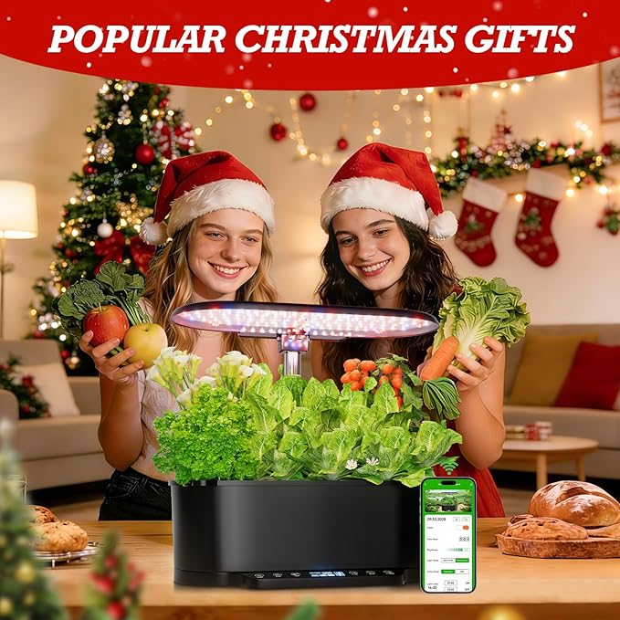 SPECILITE Hydroponics Growing System Kit with 30” Height, 15 Pods Herb Garden with 36W Grow Light, Auto Timer & Pump System, APP & WiFi Controlled Smart Indoor Garden for Vegetables,Kitchen & Gifts