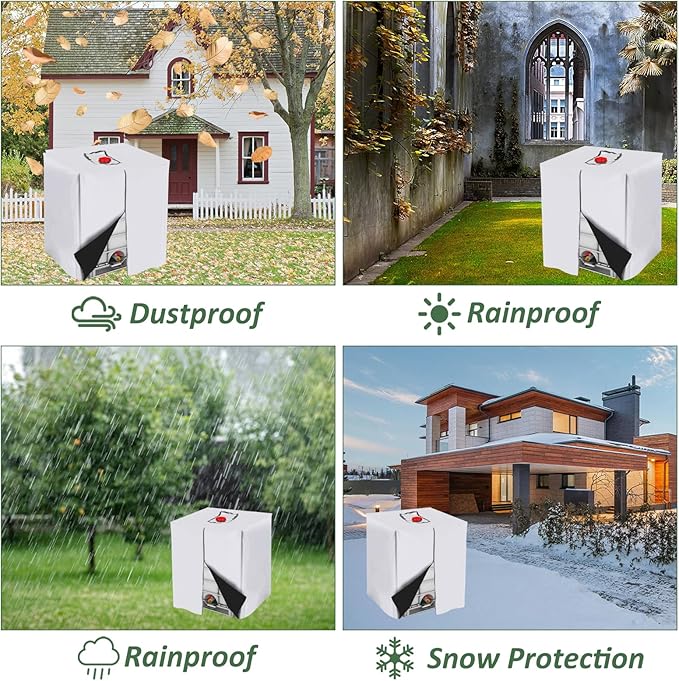 MECCANIXITY Zipper IBC Tote Cover 275 Gallon, 210D Oxford Waterproof Sunshade Rain Barrel Water Tank Protective Cover for 1000L Outdoor Garden, (39.37 x 47.24 x 45.66 Inch, Silver)