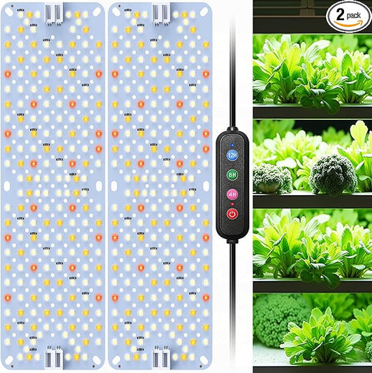 Full Spectrum 384 LEDs Grow Lights, 24W Plant Grow Lights for Indoor Plants with Daisy Chain Function, Sunlike Spectrum,4/8/12/16/20H Timer for Seed Starting(Pack2)