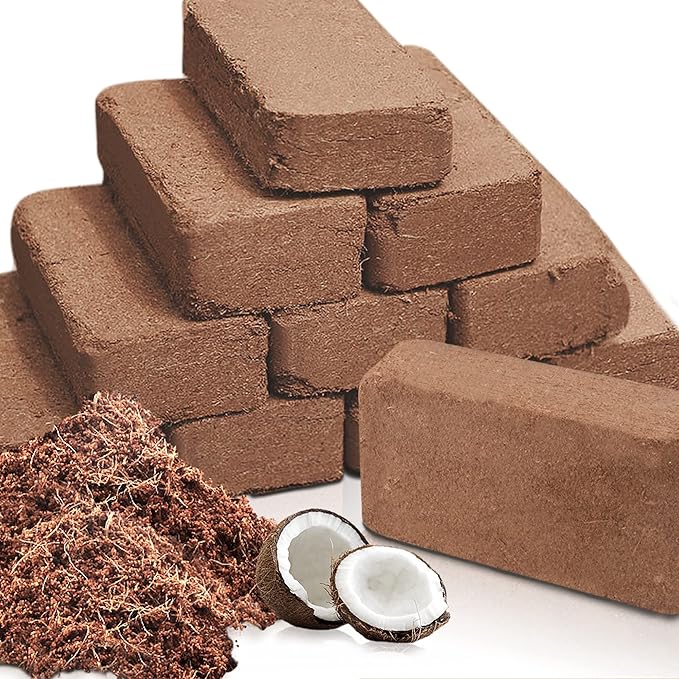 Coco Coir Brick for Plants, 12 Packs 100% Natural Organic Compressed Coconut Coir Fiber with Low EC & PH Balance, High Nutrition Coconut Soil Coco Fiber for Planting, Herbs