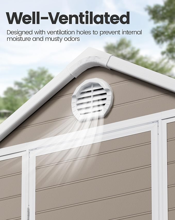 6x4.5 Large Outdoor Storage Shed with Floor, Spacious Tool Shed for Lawn Mower, Bike, and Patio Furniture, Includes Lockable Door and Ventilation, Warm Gray
