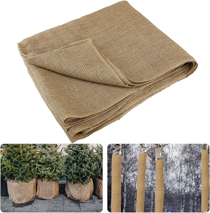 ANPHSIN 30ftx40in Natural Burlap Plant Covers Freeze Protection - Winter Frost Blankets Cloth Fabric Roll for Outdoor Bushes Trees Potted Plants Cold Weather
