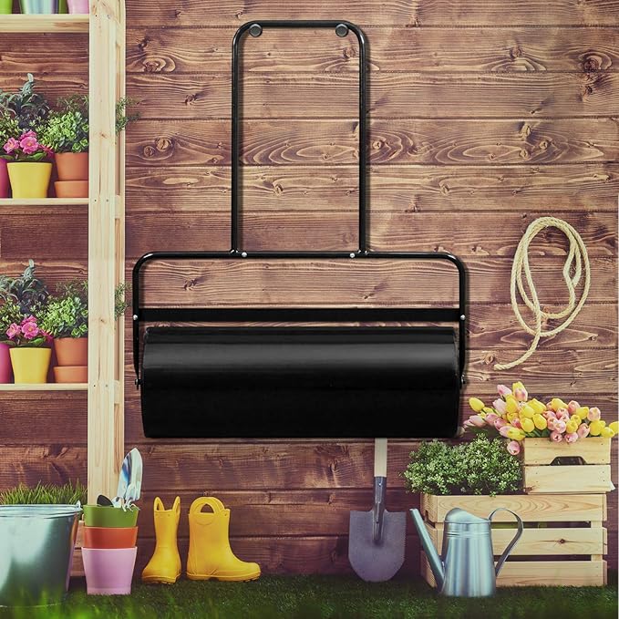 VINGLI Lawn Roller Water Filled Pull Behind 36inch Garden Drum Roller Push/Tow Behind, Water/Sand Filled Roller for Garden, Lawn, Backyard (Black)