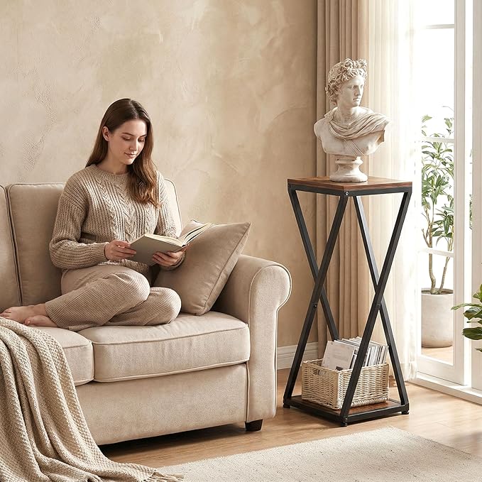 2-Tier Tall Plant Stand Indoor, Corner Plant Stands for Indoor Plants Multiple, Small End Table for Living Room, Corner Side Table for Home Decor