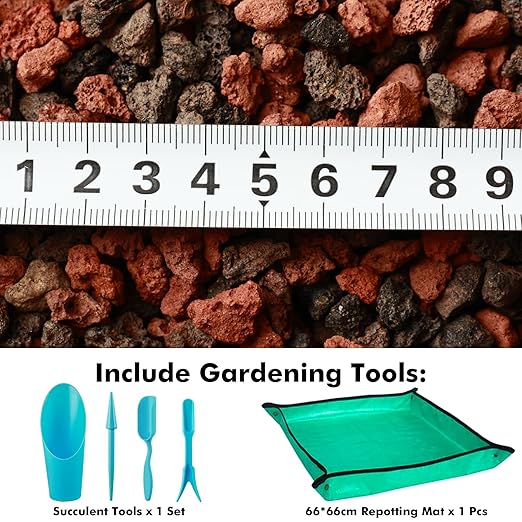 11 Pounds Mix Lava Rocks, 5-8 mm Red and Black for Plants, Bonsai, Horticultural Grit Soil Cover Gravel for Succulents, Hydroponics, Fairy Gardening, Top Dressing, Plant Drainage