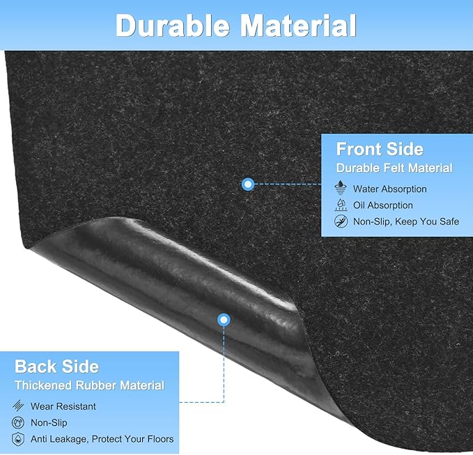 3MM Thickened Outdoor Storage Shed Mat, 12.2 x 10.2 FT Garage Floor Mats with Reusable, Washable, Non Slip, Durable for Protects Garage Floors/Driveways/Entrance Doors/Deck [Gray]