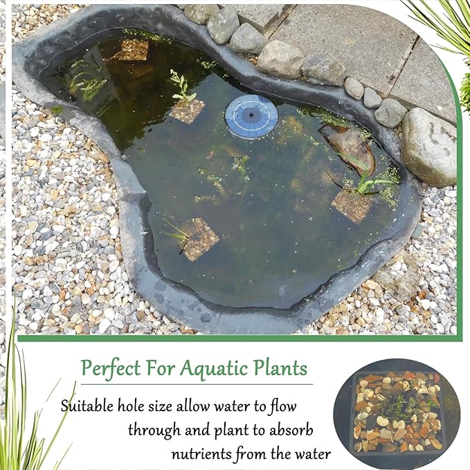 HG9SQBK 9-Inch Square Aquatic Plant Baskets - 8 Pack Durable Black Plastic Mesh Pond Containers for Live Aquarium Plants, Pond Planting & Hydroponic Pots