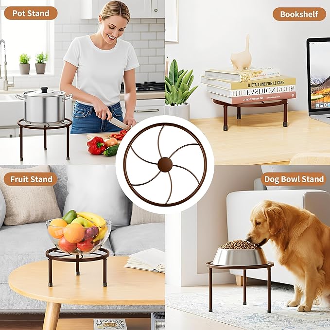 5-piece set of Metal Plant Stand Potted Flower Racks,Heavy-Duty Flower Pot Plant Racks,Anti-Rust Iron Flower Racks,Round Palnt Stand for Home Garden Decoration(BrownKite)