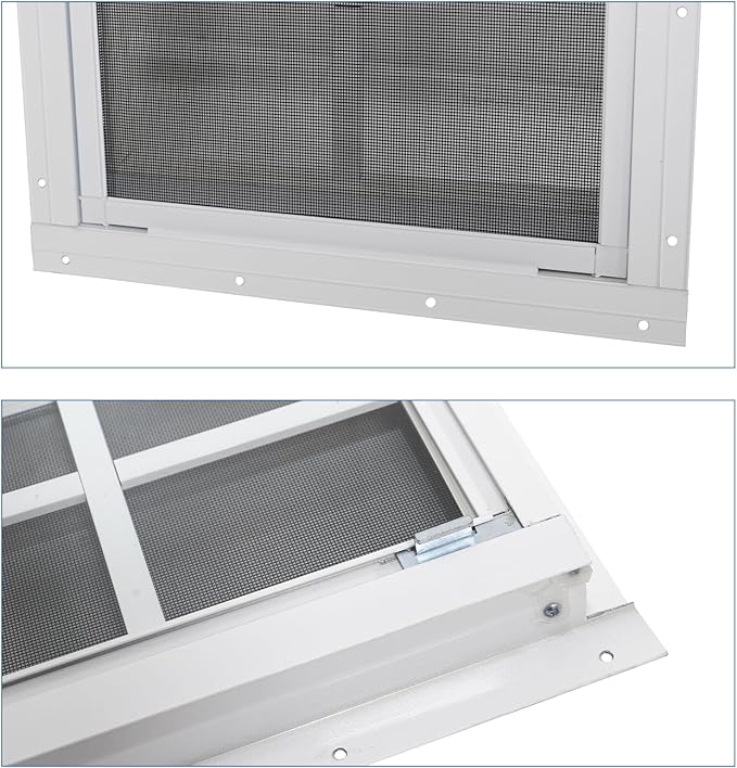 NeatiEase Upgraded Shed Windows 2 Pack, 24" x 30" Windows with Tempered Glass and Stainless Steel Screen for Shed, Chicken Coop, Playhouse, Household, Garage(White)