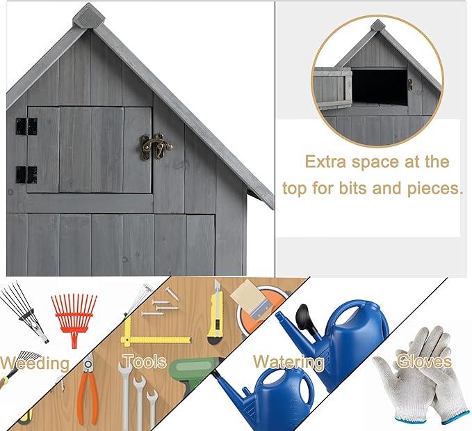KEIKI 30.3" L Outdoor Storage Cabinet Tool Shed,Wood Frame with Sloped Roof Lockable Door for Patio Furniture