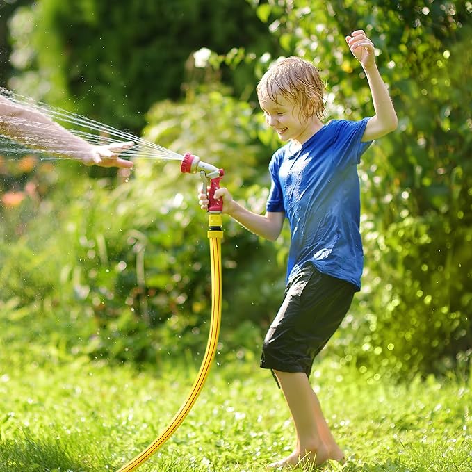 Short Lead-in Yellow Garden Hose 3/4 in. x 10 ft.-Kink Free, Leakproof, Flexible -Heavy Duty Durable Lightweight Water Pipe for Commercial Use, Lawn Care & Equipment Connection -Male to Female Fitting