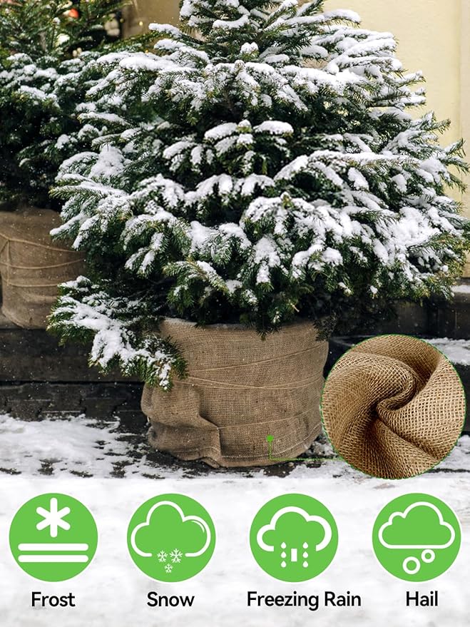 ANPHSIN 15ftx40in Natural Burlap Plant Covers Freeze Protection - Winter Frost Blankets Cloth Fabric Roll for Outdoor Bushes Trees Potted Plants Cold Weather