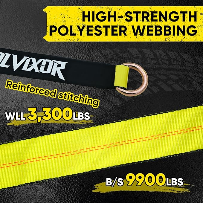 4 Pack Car Tie Down Straps for Trailers - 2" x 96" - 9900LBS Break Strength - Tire Ratchet Straps with Heavy Duty Chain Anchors for Hauling UTV, SUV, Truck, Any Cars