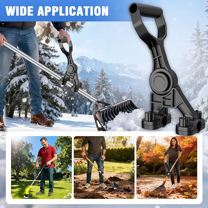Adjustable Snow Shovel Handle, Goldusk 5-Angle Ergonomic Extension Handle for Snow Removal & Garden Tools, ABS+GF Universal Assist Handle for Snow Shovel, Rake, String Trimmer, Back-Saving Design