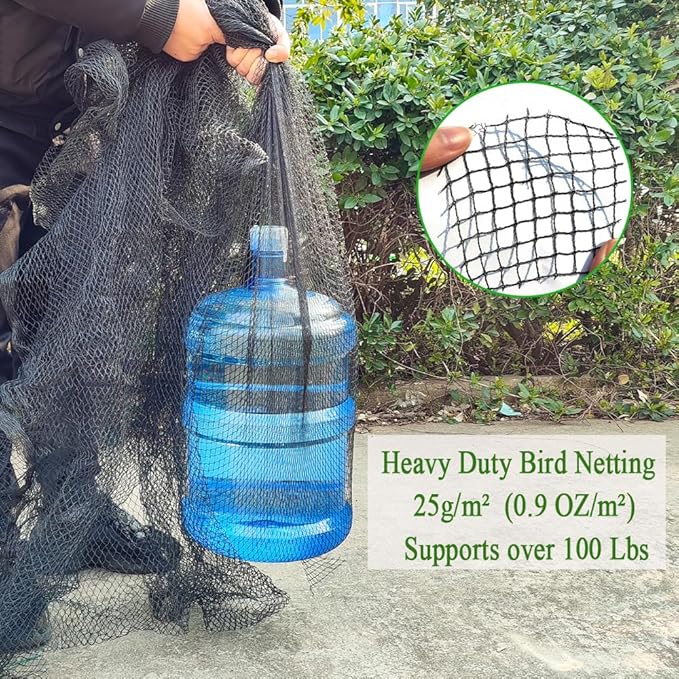 Woven Bird Netting 15X40 FT, 1/2" Mesh, Strong Bird Net Protect Fruit Trees, Blueberry, Vegetables, Strawberry Plants, Garden Netting Pest Barrier, Against Deer, Squirres, Small Critters