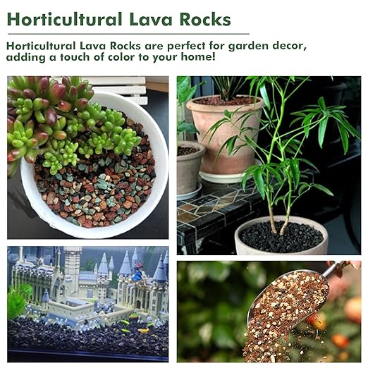 11 Pounds Mix Horticultural Lava Rocks, 3-6 mm Lava Rocks for Plants, Bonsai Rocks Horticultural Grit Soil Cover Gravel for Succulents and Hydroponics, Fairy Gardening, Top Dressing, Plant Drainage