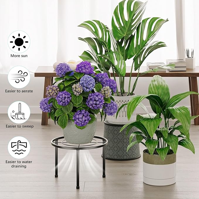 5 Pack Metal Plant Stands for Indoor Outdoor Planters, Flower Pots Stand, Beverage Dispenser Stand, Pumpkin Short Holder Stand for Floor and Tabletop Decoration(BlackCircle)
