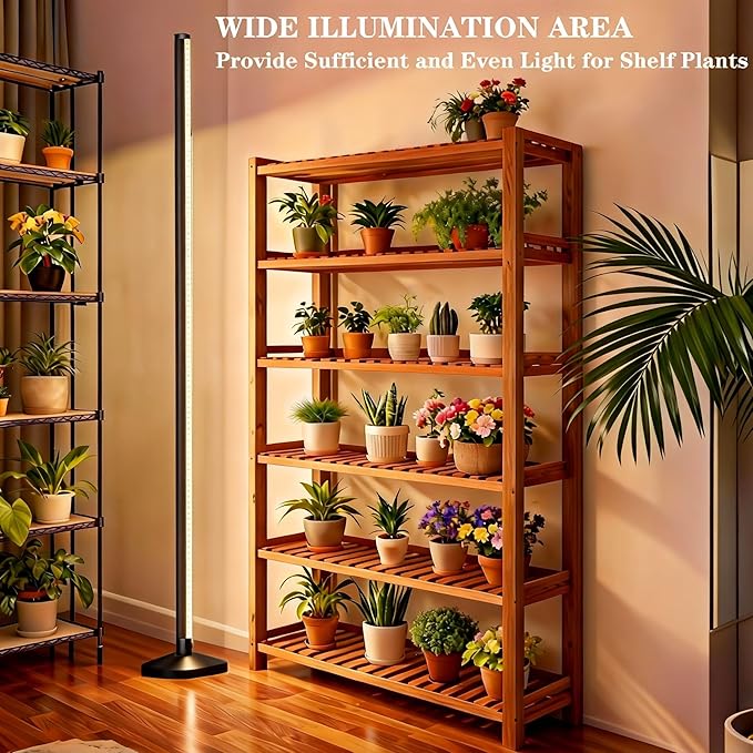 60W LED Grow Light for Indoor Plants Full Spectrum, 72 Inch Plant Lights for Seed Starting with Timer and 10 Level Dimmable Standing Plant Growing Lamp for Greenhouse with Hanging Accessories