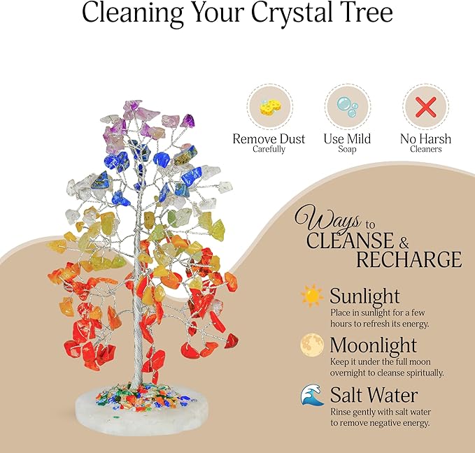 Chakra Tree of Life - Wrapped On Natural Geode Agate Slice Base, w/ Tree of Life Necklace - Chakra Decor, Crystals and Healing Stones, Feng Shui Tree, Seven Chakra Tree, 7 Chakra Tree, Bonsai Tree