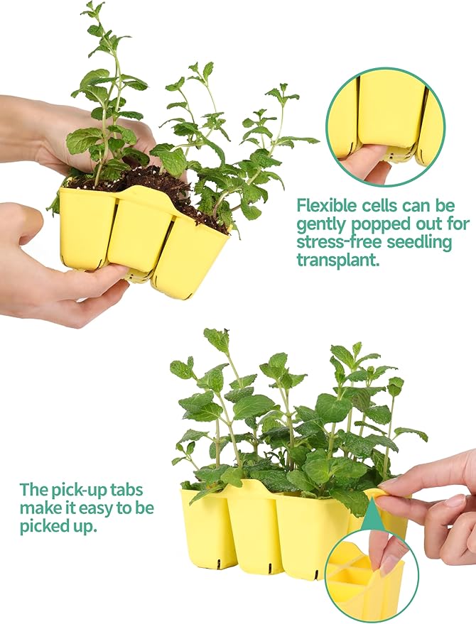 8 Packs Colorful Seedling Starter Trays, Silicone Seed Starter Trays Suitable for 10" 10" Planting Trays, BPA-Free & Dishwasher Safe, Indoor Gardening Plant Germination Trays