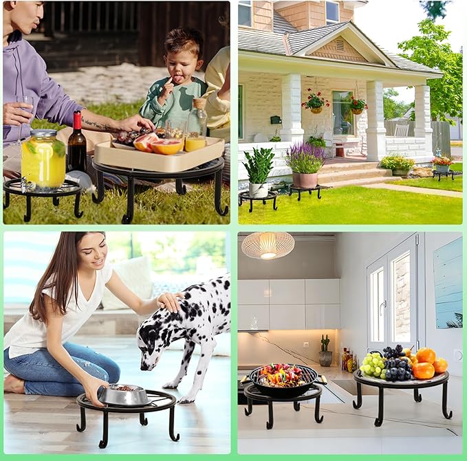 5-Pack Metal Plant Stands, Heavy Duty Indoor/Outdoor, Rustproof Iron, Black
