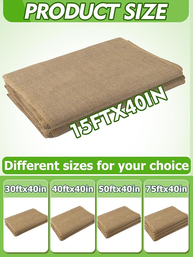 ANPHSIN 15ftx40in Natural Burlap Plant Covers Freeze Protection - Winter Frost Blankets Cloth Fabric Roll for Outdoor Bushes Trees Potted Plants Cold Weather