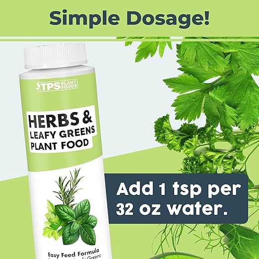 Herb Plant Food for All Edible Herbs, Leafy Greens and Veggies, Liquid Houseplant Fertilizer 8 oz (250mL)