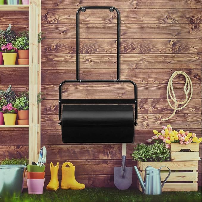 VINGLI Lawn Roller Water Filled Pull Behind 20inch Garden Drum Roller Push/Tow Behind, Water/Sand Filled Roller for Garden, Lawn, Backyard (Black)