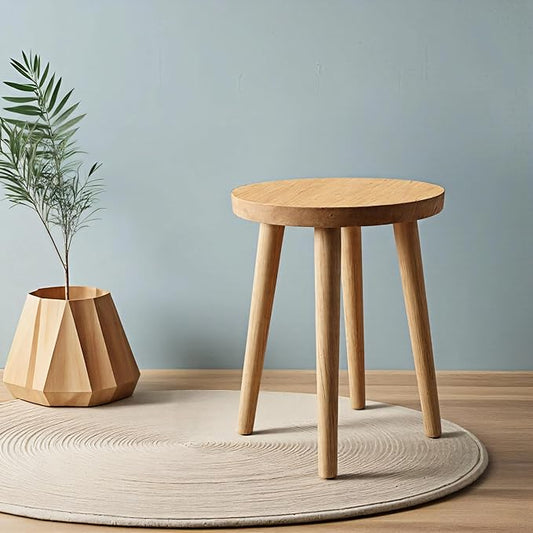 Wooden Stools Table Chair Dressing Stool Kitchen Bar Stool Side Table Round Suitable for Bedroom Living Room Dining humidifier Stand Plant Stand (Natural Wood Color)