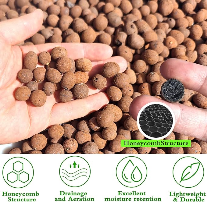 Voulosimi Clay Pebbles Hydroponic Rocks Organic Ceramsite Grow Media for Horticultural,Orchids,Drainage (12LB)