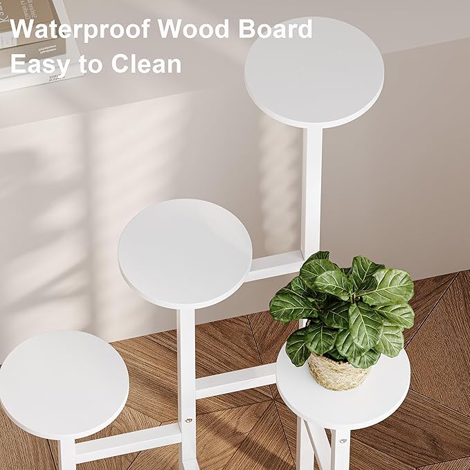 6 Tier Corner Plant Stand Indoor Outdoor, Tall Large Plant Shelf for Multiple Plants, Tiered Flower Pot Holder, Metal Display Plant Shelves for Living Room, Balcony, Patio, Garden(White)GPS514W