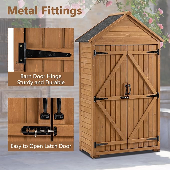 KEIKI 39.56" L Outdoor Storage Cabinet Tool Shed,Wood Frame with Sloped Roof Lockable Door for Patio Furniture Tools