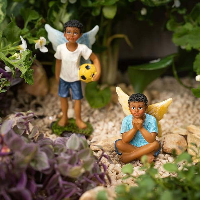 PRETMANNS Fairies for Fairy Garden – Cute Accessories for an Outdoor Miniature Garden – Boy & Girl Fairy Kit - 9 Colorful & Beautifully Crafted Pieces