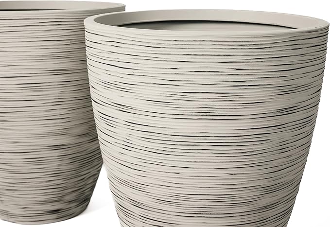 Newport 50‑Gallon Flat‑Back Rain Barrel with Stand & Planter Bundle – Slate | Removable Lid, UV-Stabilized Outdoor Water Storage